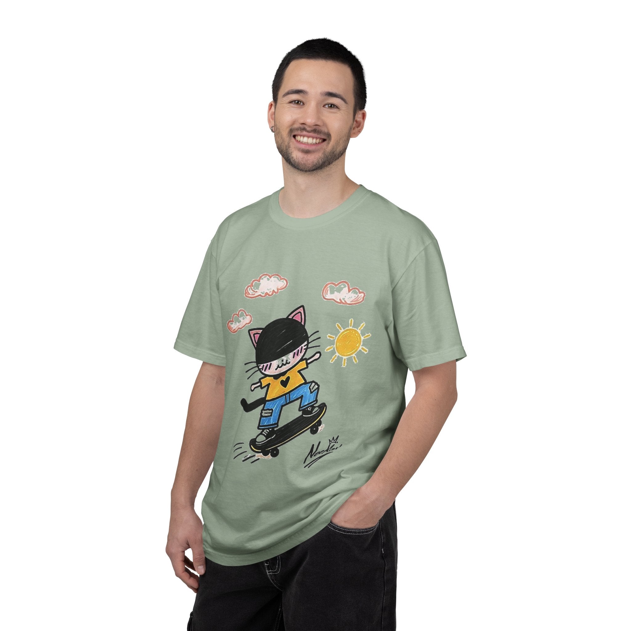 Skateboard Cat Graphic T-Shirt