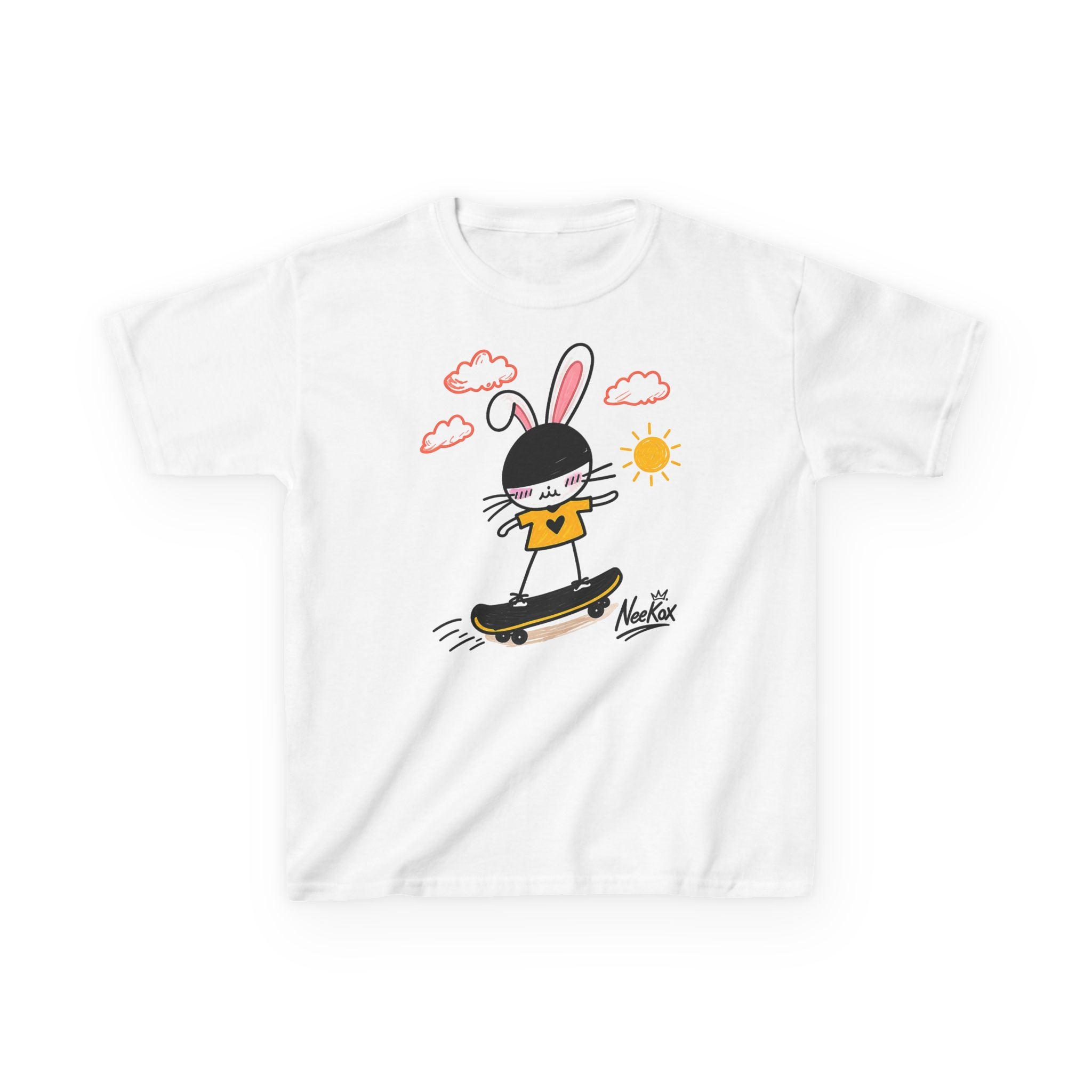 Kids Skateboarding Bunny T‑Shirt