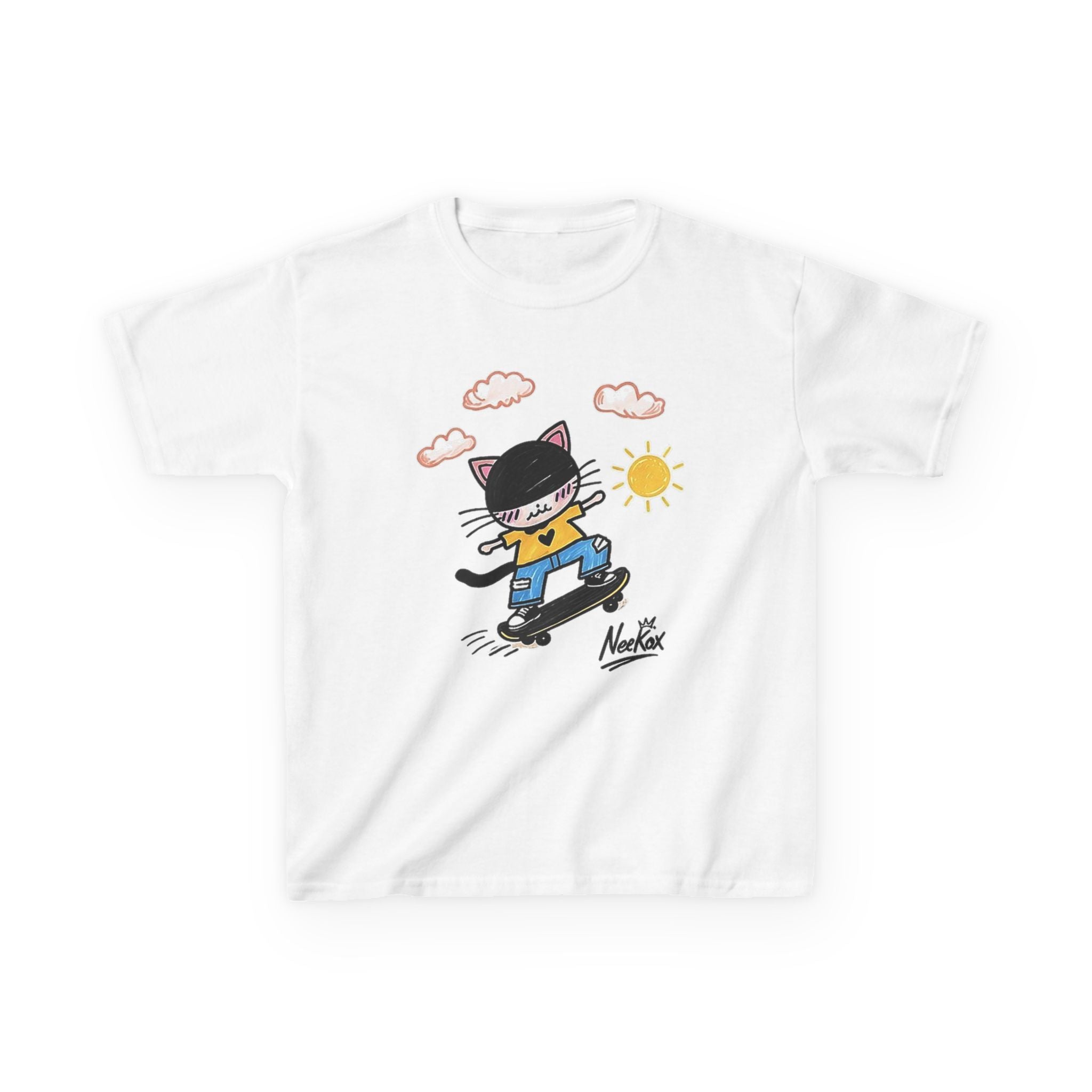 Kids Skateboard Cat T-Shirt